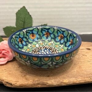 VTG Polish Pottery Unikat Bowl M Wicka Boleslawiec Hand Painted Floral